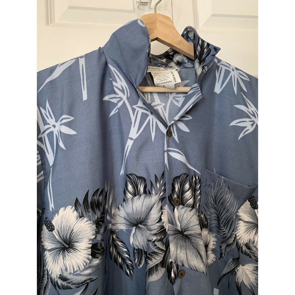 Makani‎ Designed In Hawaii Men’s Sz L Button Front Shirt Blue